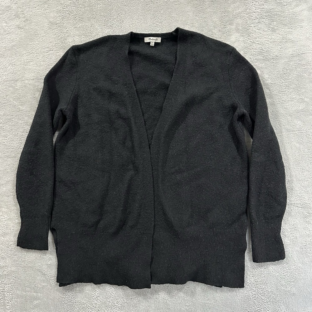 Madewell Open Front Cardigan Sweater Long Sleeve Women S Black Merino Wool Alpac